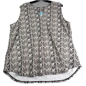 Anthony's Resort Wear Top Women's 1X Sleeveless Zig Zag  AOP Cruise Tan